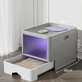 Comparer les prix de JEOBEST Bac à Litière XL avec Couvercle - Maison pour Chat avec Pelle - Bac à Litière Fermé et Anti-odeurs - Gris