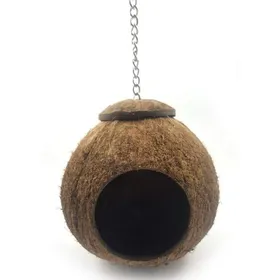 Meilleurs prix pour Maison en noix de coco pour oiseaux - MICH - Naturel - Diamètre 12 cm - Ouverture 6 cm - Non toxique - Confortable