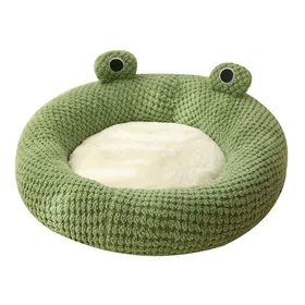 Meilleurs prix pour Lit pour Chat en Forme de Grenouille Dessin animé Coussins Chauds Maison Panier Chaud Chien nid chenil Petit et lit Animal Compagnie