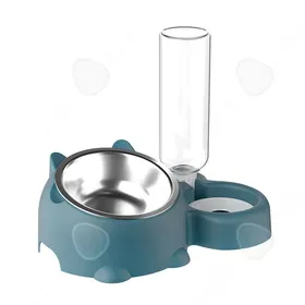 Meilleurs prix pour C Bol gamelles en acier inoxydable chats et chiens inclinée anti-renversement animaux de compagnie fontaine à eau automatique bleu
