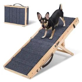 Comparer les prix de Riossad Rampe pour chien pliable en bois, 4 marches réglables antidérapantes Escalier pour chien