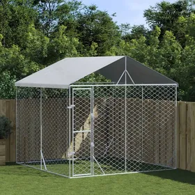Comparer les prix de Automne/hiverChenil dextérieur pour chiens avec toit argenté 3x3x25 m - HAuteur:25cm - Grande Taille &FR_260600
