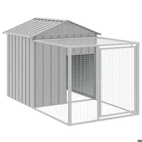 Meilleurs prix pour JILLS - Poulailler enclos cage poules dextérieur - à poulets avec enclos gris clair 117x201x123cm acier galvanisé OCT64546437