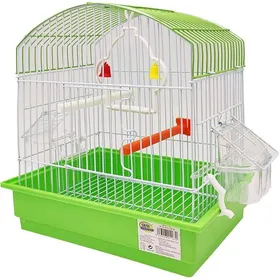 Comparer les prix de Cage à Oiseaux Métal Petite Cage avec Bol à Nourriture et Abreuvoir Balançoire à Seau Couleur Aléatoire 27.5x19.5x30cm