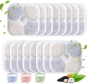 Comparer les prix de 16pcs filtres de rechange pour fontaine à eau pour chat,système de filtration à trois couches activé en résine,pour fontaine Catit