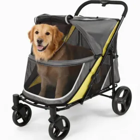Meilleurs prix pour Poussette Renforcée–Double EntréePliable Facile Frein au Pied Sécurité RéfléchissantePanier de Rangement-Jusqu’à 80 kg-Noir