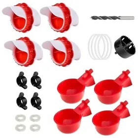 Meilleurs prix pour 4pcs Mangeoire automatique poule - Anti déchets et anti rats Distribution gravitaire - Élevage avicole - Rouge