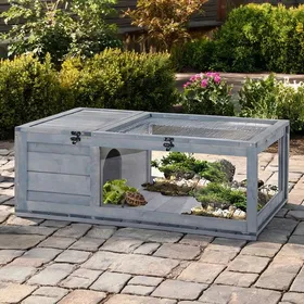 Comparer les prix de Enclos double espace pour tortue en bois de sapin gris 91 x 605 x 32 cm