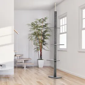 Meilleurs prix pour MOTHINESSTO934-Arbre à chat du sol au plafond poteau à griffer hauteur réglable dim. 43L x 27I x 228-260H cm 4 niveaux dactivités g