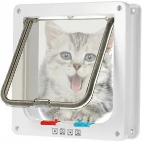 Meilleurs prix pour Chatière à puce électronique marron/blanc (M) avec kits vis pour chat/petit chien YYV