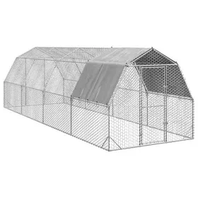 Comparer les prix de vidaXL Poulailler avec toit 25x8x225 m acier galvanisé poulailler de promenade enclos à poules accessible cage à poules
