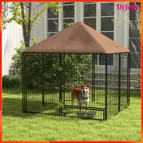 Meilleurs prix pour Chenil extérieur pour chiens en métal - AKOZON - 8657 - Spacieux et sécurisé - Bâche Oxford imperméable - Acier inoxydable