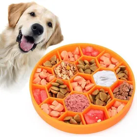 Comparer les prix de Gamelles pour chien à alimentation lente gamelles en silicone avec ventouses antidérapantes et anti-avalement - Orange