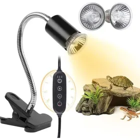 Meilleurs prix pour 2pcs Lampe chauffante pour reptiles - UVA UVB 25W et 50W Bras rotatif 360° - Tortues et reptiles - Culot E27