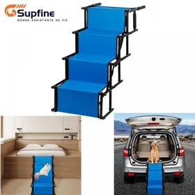 Comparer les prix de SUPFINE Escalier pour Animaux Matériau Tissu Oxford PVC Imperméable et Résistant à La Saleté Escalier pour Chien à 4 Marches