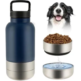 Meilleurs prix pour Gourde Chien 3-en-1 900ml Isotherme Inox Bol Eau Nourriture Voyage