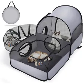 Meilleurs prix pour Parc de jeu portable pour chats avec tunnel périphérique et deux espaces clos reliés   idéal comme tente dextérieur ou parc