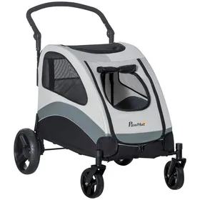Meilleurs prix pour Pawhut chariot pour chien chariot pour chien à quatre roues fenêtre en filet poches latérales pliable pour chien de petite et