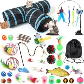 Meilleurs prix pour 39 Pcs Jouet Tunnel pour Chat Interieur Jouets pour Chats Jeu tunelle pour Chat Interactif 3 Voies Kit Jouer pour Chaton Intérieur