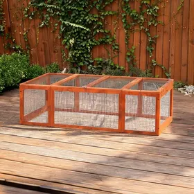 Meilleurs prix pour Enclos extérieur pliable pour petits animaux en bois de sapin orange chaud 180x90x48 cm avec toit ouvrant