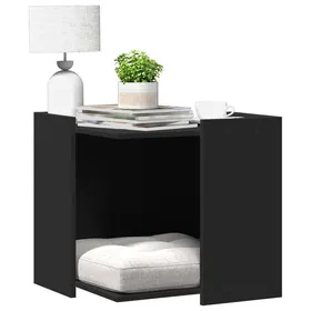 Meilleurs prix pour Automne/hiverMeuble de bac à litière pour chat noir bois dingénierie - HAuteur:51cm - Grande Taille &FR_821211