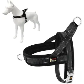 Comparer les prix de Harnais anti-traction pour chien avec rembourrage en maille respirante harnais gilet pour chien à ajustement rapide (L noir)