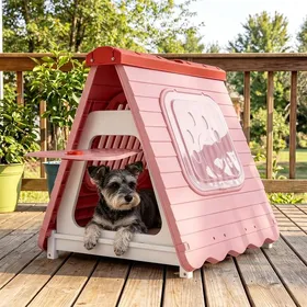 Comparer les prix de Niche pour Chien Extérieur GIANTEX Pliable Plastique Imperméable Fenêtres Ventilées Niche chien 72 x 60 x 68 cm Rose