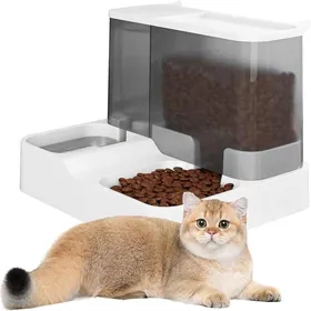 Comparer les prix de Distributeur automatique nourriture et eau pour chats et chiens – Gamelle 2 en 1 anti-éclaboussures