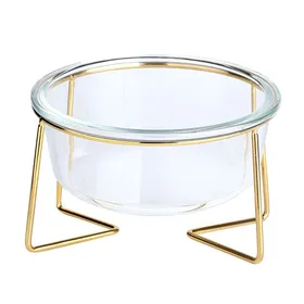 Comparer les prix de Gamelle chat 800ml Les bols à pieds hauts protègent la colonne cervicale Bol en verre incliné pour animaux de compagnie transparent