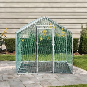 Comparer les prix de Enclos volière 2x2x2 m en métal soft silver avec bâche imperméable pour volailles et petits animaux
