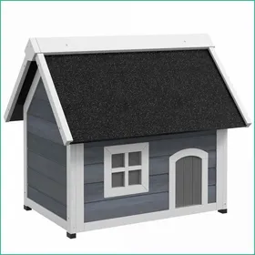 Meilleurs prix pour Maison pour chat extérieure - PawHut - Bois toit asphalté 3 portes étanche - Gris
