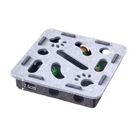 Comparer les prix de INF Jeu Interactif pour Chat Boîte Labyrinthe en Feutre avec 3 Balles Jouets Stimulation Mentale Gris
