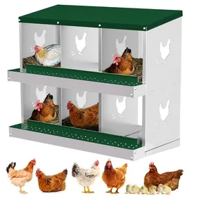 Comparer les prix de Pondoir Poules Pondeuses 6 Compartiments Poulailler en Acier Galvanisé Collecte des Œufs Couvercle Amovible PratiqueVert