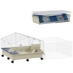 Comparer les prix de Cage pour petits animaux à 2 étages avec balcon et rampe Blanc pour Cochons dInde et Hérissons