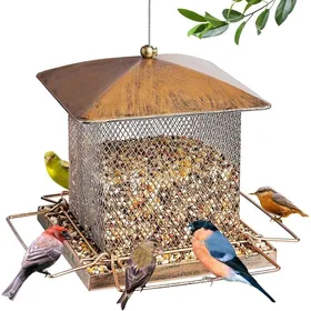 Comparer les prix de Mangeoire à oiseaux en métal robuste - À suspendre à lextérieur - Grande capacité de 16 kg - Mangeoire pour oiseaux sauvages -