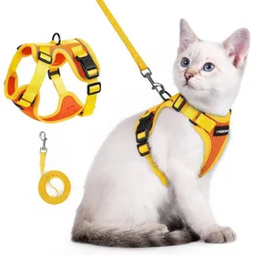 Comparer les prix de Harnais Chat Laisse Pour Chat Harnais Pour Petit Chien Souple et Réglable Veste Bandes Réfléchissantes Orange et Jaune XXS