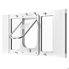 Comparer les prix de Chatière pour fenêtre - DUOKU - SKT-02 - Réglable 686–813 cm - Fermeture magnétique 4 modes - Aluminium/Verre