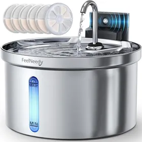 Meilleurs prix pour Fontaine à eau pour chat - AUTREMENT - 35L inox sans fil - Batterie 4000mAh - Détecteur de mouvement - 6 filtres