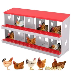 Meilleurs prix pour Pondoir Poules Pondeuses 10 Compartiments Poulailler en Acier Galvanisé Collecte des Œufs Couvercle Amovible Pratique Rouge
