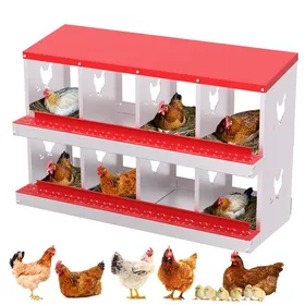 Meilleurs prix pour Pondoir Poules Pondeuses 8 Compartiments Poulailler en Acier Galvanisé Collecte des Œufs Couvercle Amovible Pratique Rouge