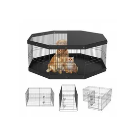 Meilleurs prix pour Parc pour Chien 61 cm Enclos Lapin Chat Chiot avec Couverture Supérieure et Tapis Clôture pour Petits et Moyens Animaux