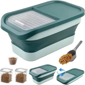 Comparer les prix de Conteneur à Croquettes pour Chien Chat7 kg Boite Croquette Chien Pliable avec Tasse à MesurerCuillère2 B Vert