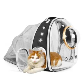 Meilleurs prix pour Sac Transport pour Chien Chat Extensible avec fenêtre Frontale pour Voyage-noir