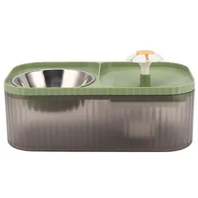 Meilleurs prix pour Fontaine à eau pour chat verte gamelle de nourriture grande capacité silencieuse 2 en 1 distributeur deau pour animaux de com
