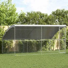 Meilleurs prix pour （ON SALE)Kennel pour Chiens - Niche pour chien Chalet 2 pcs Argenté 4x2x2 m Acier @FR(776509)