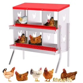 Meilleurs prix pour Pondoir Poules Pondeuses 6 Compartiments Poulailler en Acier Galvanisé Récolte des Œufs Facilitée  Pratique Pied Rouge