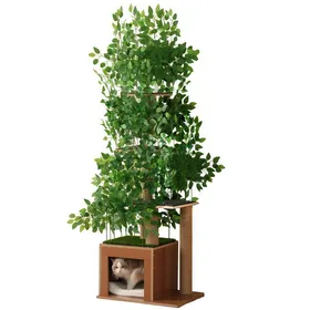 Comparer les prix de Arbre à chat en forme darbre de 190 cm de haut avec 4 plateformes et des trous pour chats matériau sans dangerfeuilles amovibles
