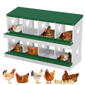 Meilleurs prix pour Pondoir Poules Pondeuses 8 Compartiments Poulailler en Acier Galvanisé Collecte des Œufs Couvercle Amovible Pratique Vert