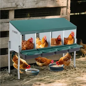 Comparer les prix de Nichoir À Poules 4 Compartiments En Métal Vert Pondoir Extérieur FloraGrace Pour Poulailler Facile À Nettoyer 107x33x81cm