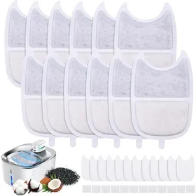 Meilleurs prix pour 12 x Water Fountain FiltersWater Fountain Filters with Activated Carbon Filter 12 Pieces and 24 Foam FiltersStyle  FONTAINE A EAU